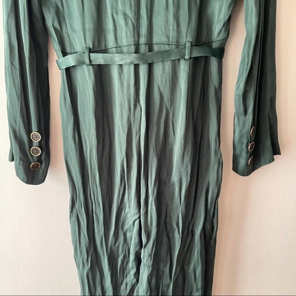 Free People Emerald Green Satin Jumpsuit